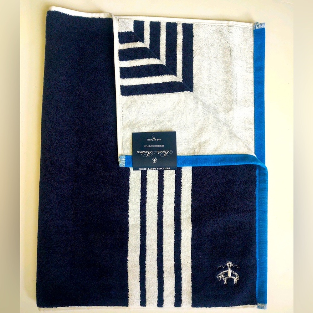 🎁Brooks Brothers Turkish Cotton Bath Mats - Blanket Stripe - 2 Pack - 30.5x19.5